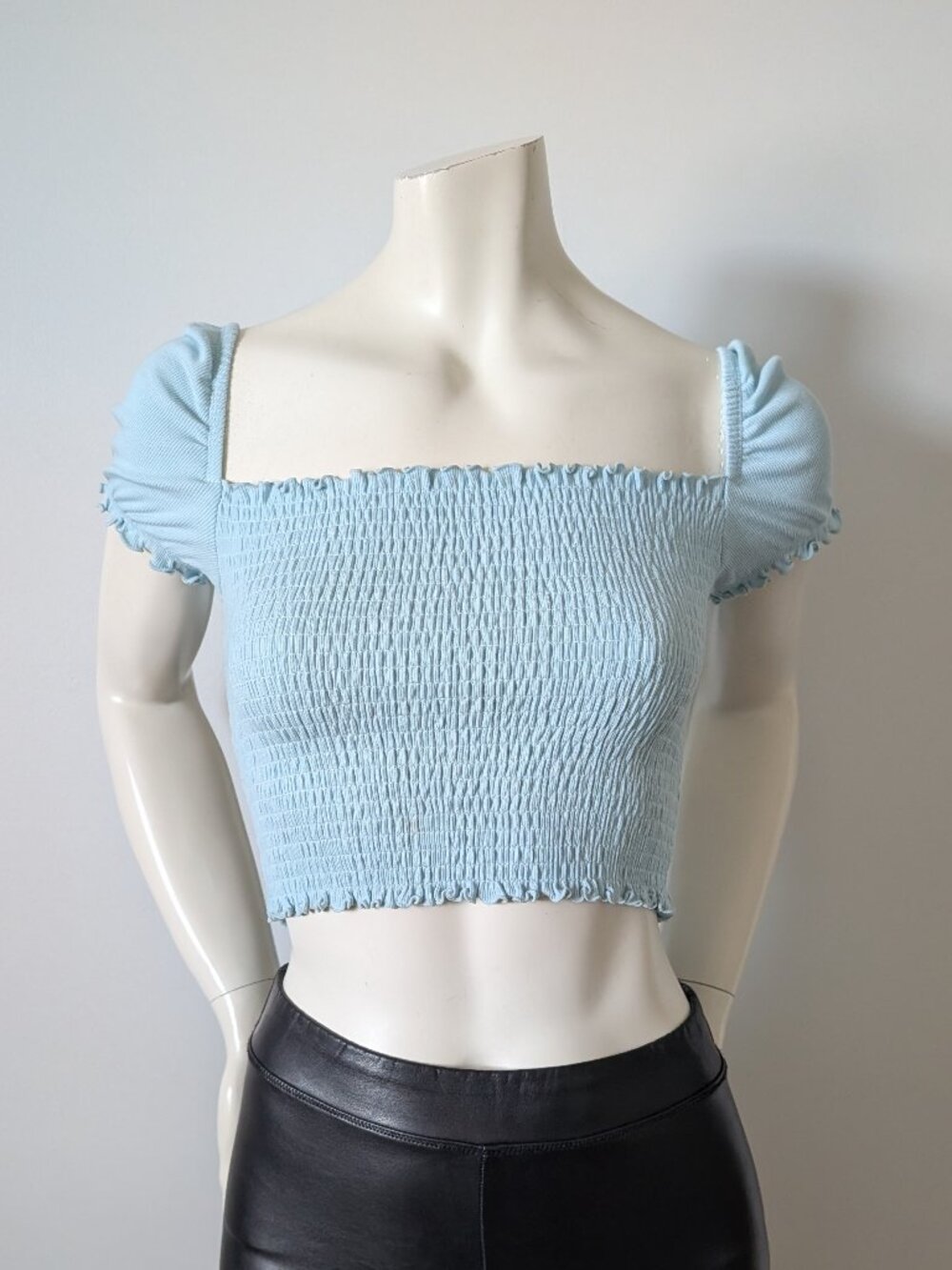Wilfred by Aritzia - Sky Blue Smocked Crop Top - Size S